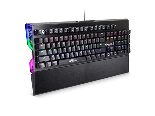 enhance optical gaming keyboard w/blue tactile mechanical switches - super fast 02ms response water & dust resistant nkro &