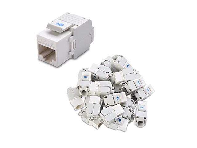 [ul listed] cable matters 25 pack, 180 degree cat6 rj-45 keystone jack in white