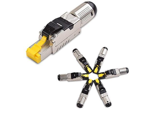 cable matters 6-pack tool-free shielded rj45 cat 6a / cat6a termination plug (cat6a plug / cat6a connector)