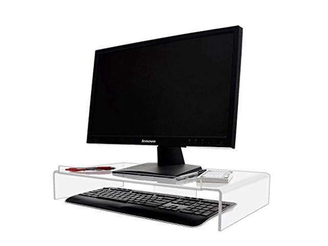 acrylic monitor stand with keyboard storage tv computer monitor laptop desk riser stand 22' x 3 1/4' x 12' durable strong acryl
