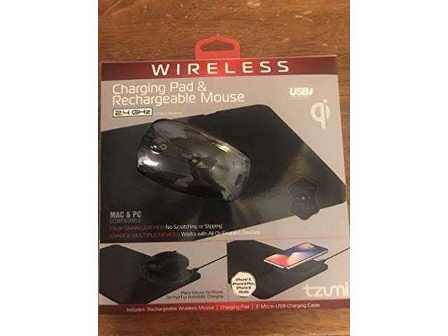 tzumi wireless charging mouse pad and rechargeable mouse