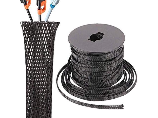 cable sleeve cord cover wire protector and hider 3/8 inche computer tv or desk cable management premium flexible pet braided pr