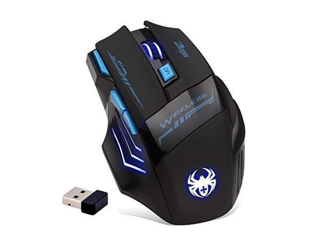 zelotes professional led optical 2400 dpi 7 button usb 24g wireless gaming mouse mice for gamer (black)