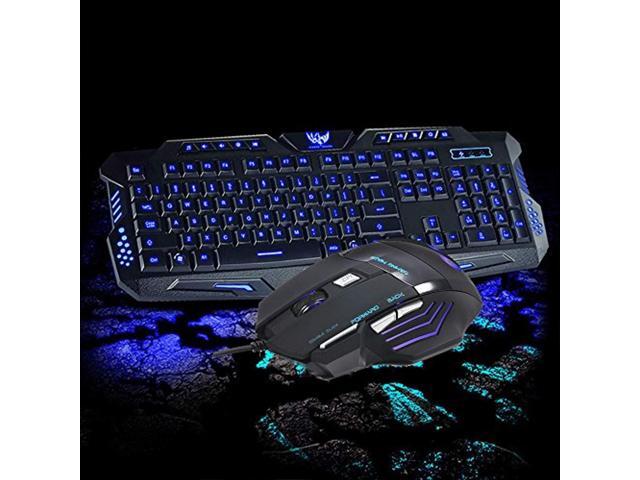 phantomx 3color led backlight wired usb gaming keyboard and 5500dpi mouse mice set kit us