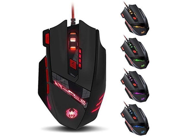 zelotes 8000dpi professional gaming mouse8 buttons high precision usb wired mouse mice for gamer weight tuning set(black)