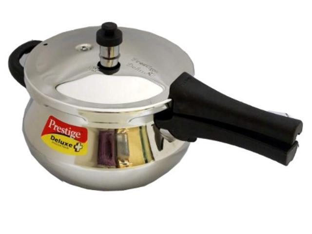 prestige deluxe stainless steel mini handi pressure cooker, 3.3-liter