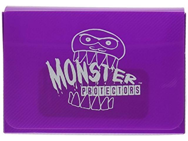 monster protectors trading card double deck box with magnetic closure - purple (fits yugioh pokemon magic the gathering cards)