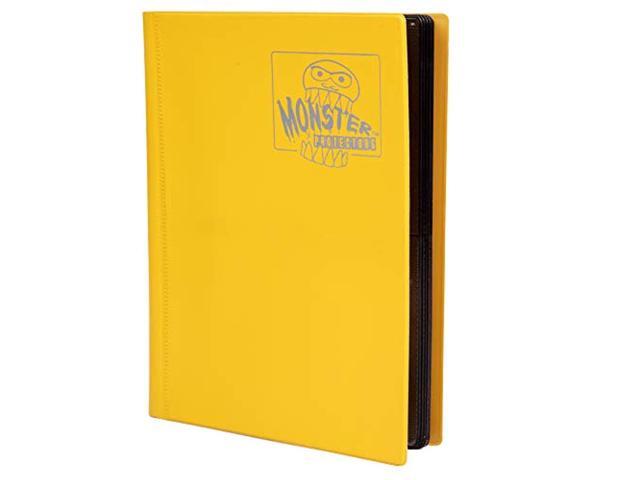 monster binder - 4 pocket trading card album - matte yellow (anti-theft pockets hold 160+ yugioh pokemon magic the gathering