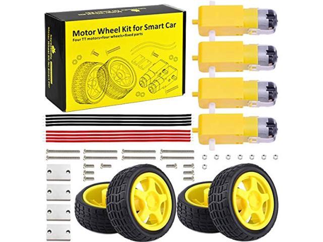 keyestudio dc motor wheel kit for arduino robot smart car 4 x tt motor 3-6v uniaxial dc gear motor with 4x robot wheels for diy