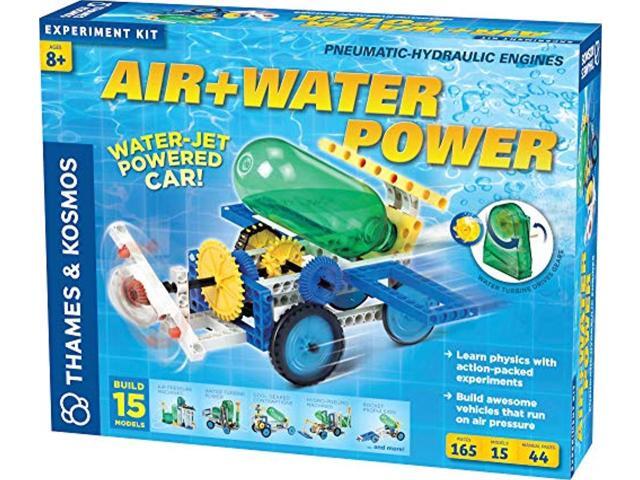 thames & kosmos air + water power build 15 pneumatic & hydraulic models powered by air + water 48 page full color experim