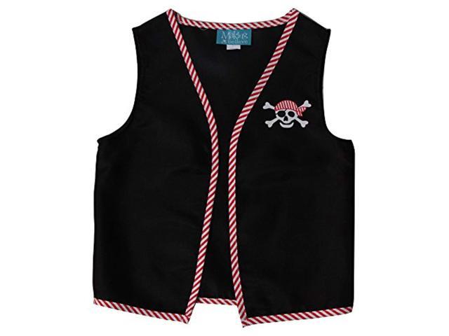 boys black skull & cross bones pirate costume vest (boys (s/m) 4/6 black/red)