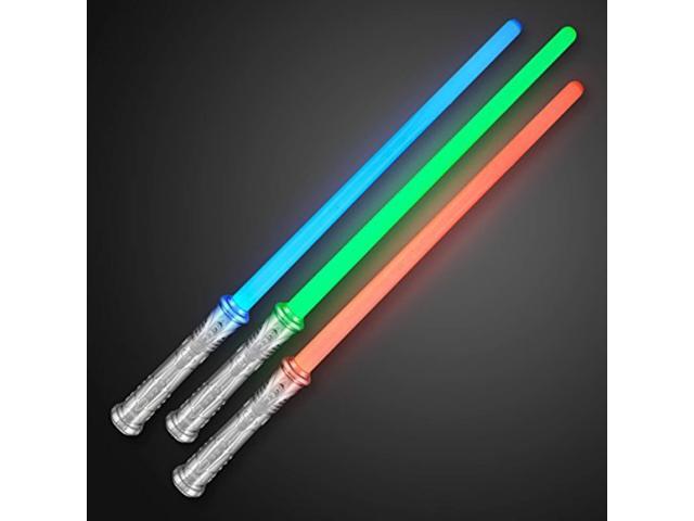 flashingblinkylights led light up futuristic saber sword toy weapon with motion activated sound (3-pack)
