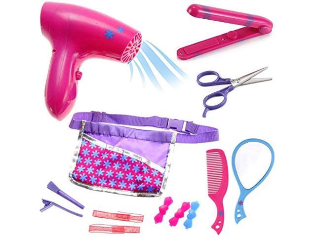 liberty imports beauty hair stylist set - boutique beauty salon fashion pretend play set for girls with toy blow dryer curler
