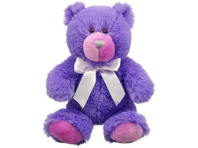 anico plush teddy bear stuffed animal bright purple 8 inches tall