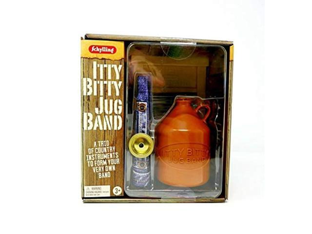 schylling itty bitty jug band kids musical instrument set trio with tin kazoo little brown jug and mini washboard