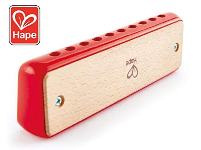 hape blues harmonica 10 hole wooden musical instrument toy for kids red