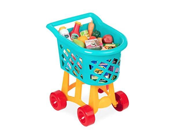battat grocery cart - deluxe toy shopping cart with pretend play food accessories for kids 3+ (23-pieces)