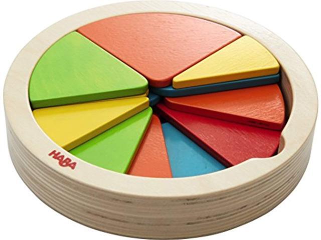 haba color pie - 27 piece wooden arranging game with templates for ages 2+