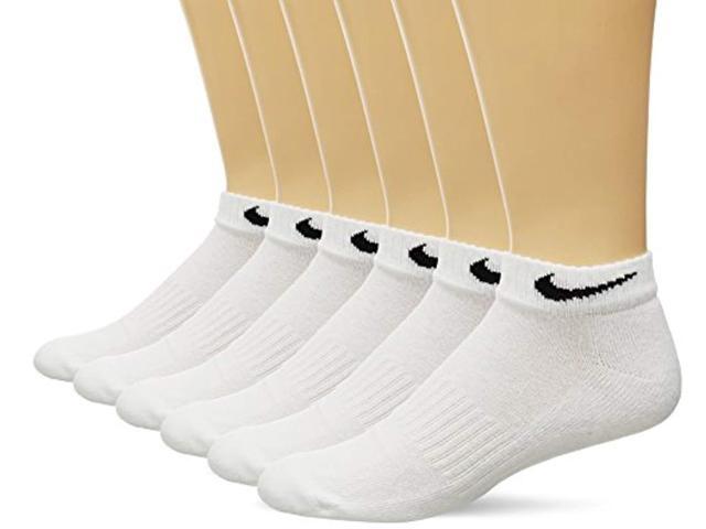 nike unisex performance cushion low rise socks with bag (6 pairs) white/black large