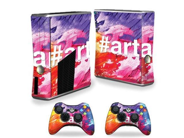 mightyskins skin compatible with xbox 360 s slim + 2 controllers - art protective durable and unique vinyl decal wrap cover