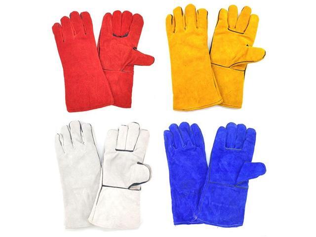 Black Welders Gloves Cow Split Leather Factory Gardening Welding Wood Stove Work Gloves Heat Resistant