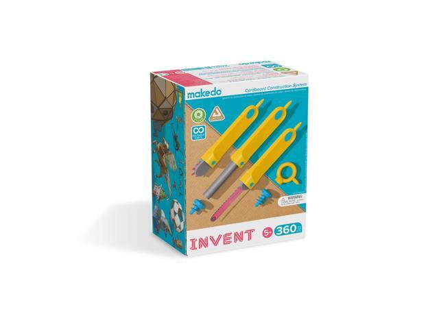 MAKEDO INVENT - Cardboard Construction Large Toolbox Kit for Kids Contains 360 Reusable Pieces - Perfect for Classroom STEAM Learning 12-24 Maker