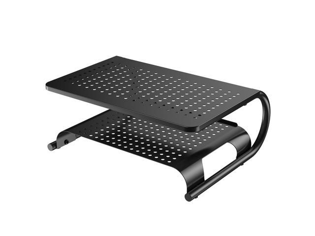 Monitor Stand Riser with Vented Metal Base 2 Tier Desk Organizer Stand for Laptop Computer Desktop Printer Stand with Anti-Slip Pads Holds 44lbs
