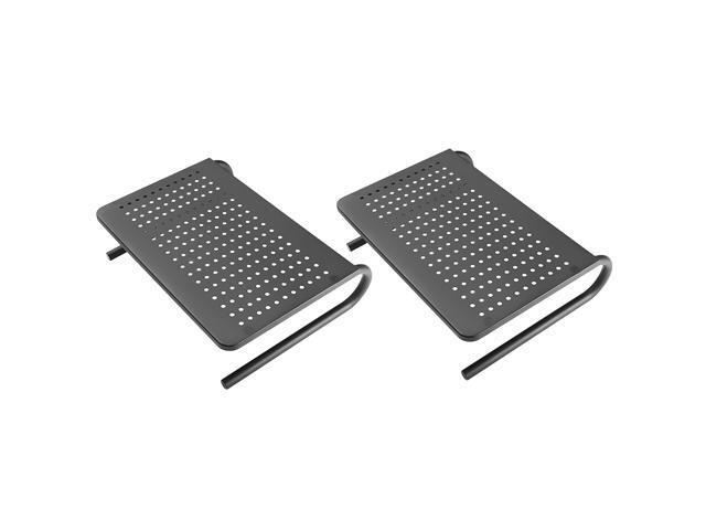 Monitor Stand Riser with Vented Metal for Computer Laptop Desk Printer with 145 Platform 4 inch Height (Black 2 Pack)