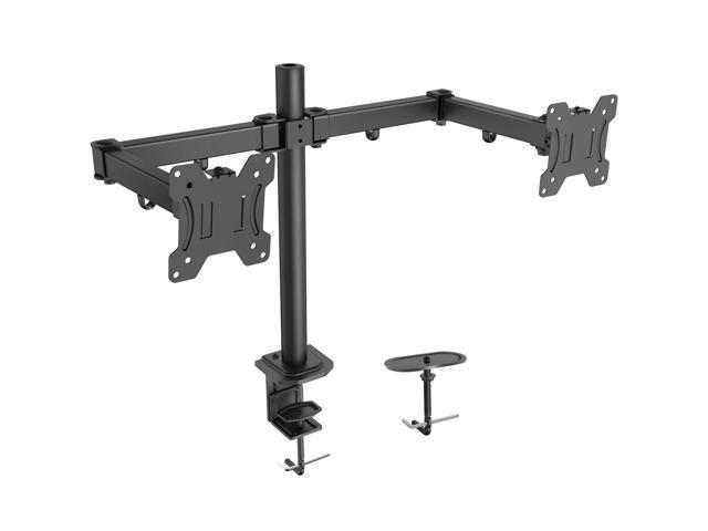 HUANUO Dual Monitor Stand - Double Articulating Arm Monitor Desk Mount - Adjustable VESA Bracket with C Clamp Grommet Mounting Base for Two 13-27