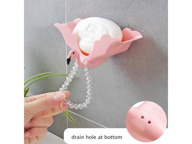 Creative Flamingo Shape Soap Dish Soap Rack For Shower Bathroom Free Punching Soap Tray Wall Mounted Soap Box Storage Holder