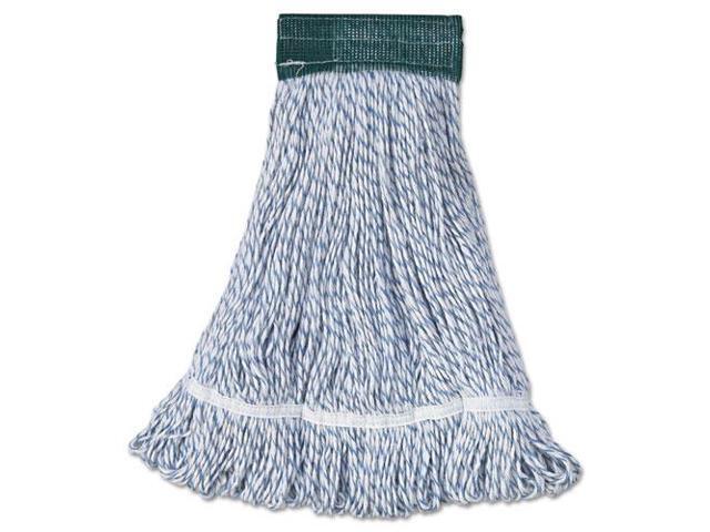 Mop Head Floor Finish Wide Rayon/Polyester Medium White/Blue 12/Carton