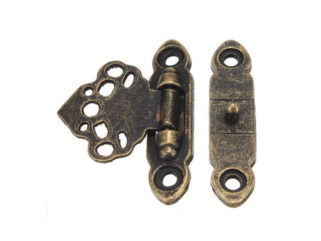 12x Antique Brass Decor Jewelry Trinket Wooden Box Hasp Clasps Latch Hook+Screws