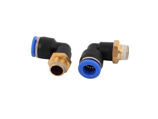 1/4BSP 90 Degree Elbow Pneumatic Air Quick Connect Fitting 10mm Hole Dia 2pcs