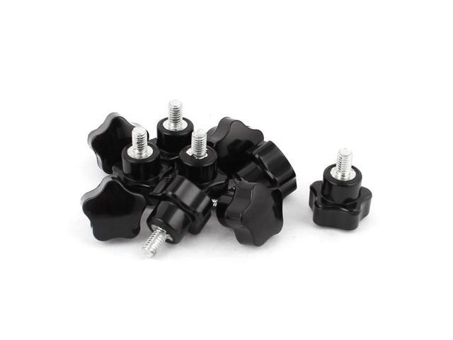 Global Bargains 10 Pcs 24mm Dia Black Star Shaped Head M6 x 10mm Thread Clamping Screw Knob
