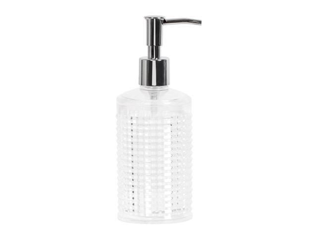 10oz Soap Dispenser Bottle with Plastic Pump Refillable Transparent Empty Liquid Dish Soaps Bottle for Bathroom Kitchen Cylinder with Pattern