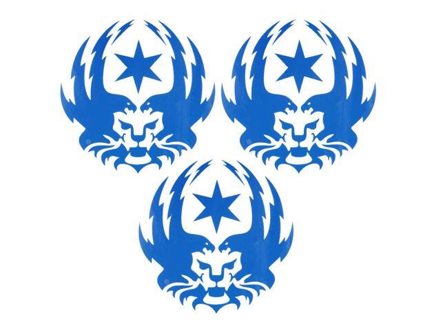 Car Motorcycle Adhesive Lion Head Pattern Vinyl Decal Sticker Blue 3 Pcs