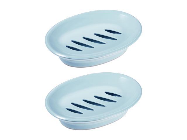 Soap Dish Holder Plastic Soap Rack Soap Case Container Blue for Shower Bathroom and Kitchen 2pcs