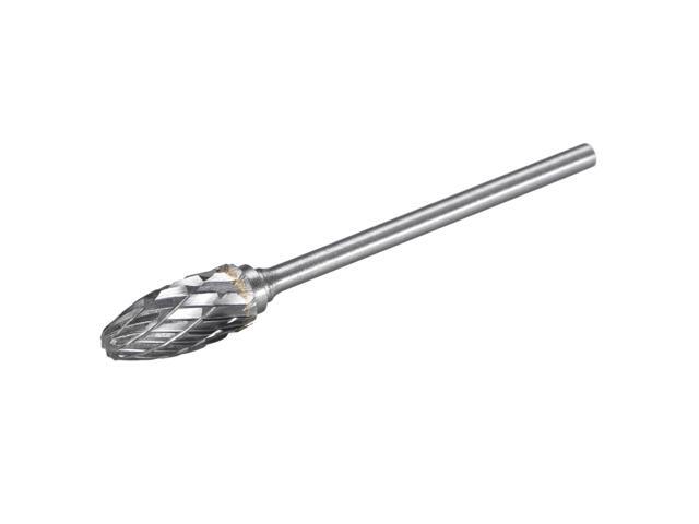 Tungsten Carbide Rotary Files 3/32' Shank Double Cut Flame Shape Rotary Burrs Tool 6mm Dia for Die Grinder Drill Bit Wood Soft Metal Carving