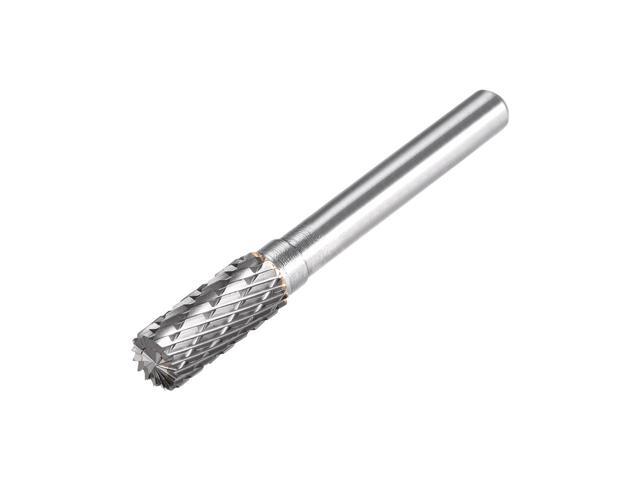 Tungsten Carbide Rotary Files 1/4' Shank Double Cut Top Toothed Cylinder Shape Rotary Burrs Tool 8mm Dia for Die Grinder Drill Bit Wood Soft
