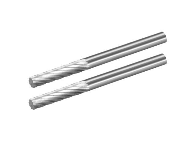 Tungsten Carbide Rotary Files 1/8' Shank Single Cut Top Flat Cylinder Shape Rotary Burrs Tool 3mm Dia for Die Grinder Drill Bit Alloy Steel Hard