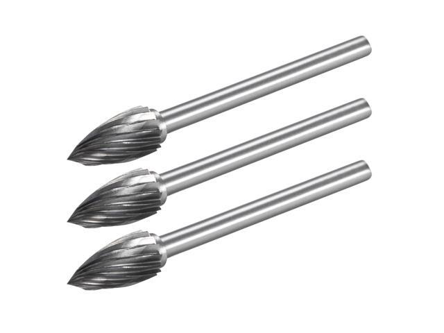 Tungsten Carbide Rotary Files 1/8' Shank Single Cut Tree Rotary Burrs Tool 6mm Dia for Die Grinder Drill Bit Alloy Steel Hard Metal Carving