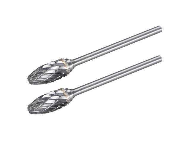 Tungsten Carbide Rotary Files 3/32' Shank Double Cut Flame Shape Rotary Burrs Tool 6mm Dia for Die Grinder Drill Bit Wood Soft Metal Carving