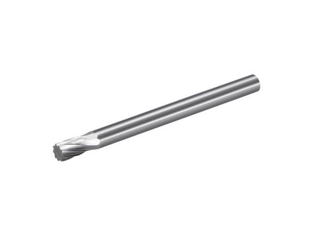 Tungsten Carbide Rotary Files 1/8'(3mm) Shank Single Cut Top Flat Cylinder Shape Rotary Burrs Tool 3mm Dia for Die Grinder Drill Bit Alloy Steel