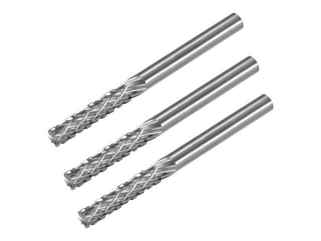 Tungsten Carbide Rotary Files 1/8' Shank Double Cut Top Toothed Cylinder Shape Rotary Burrs Tool 3mm Dia for Die Grinder Wood Soft Metal