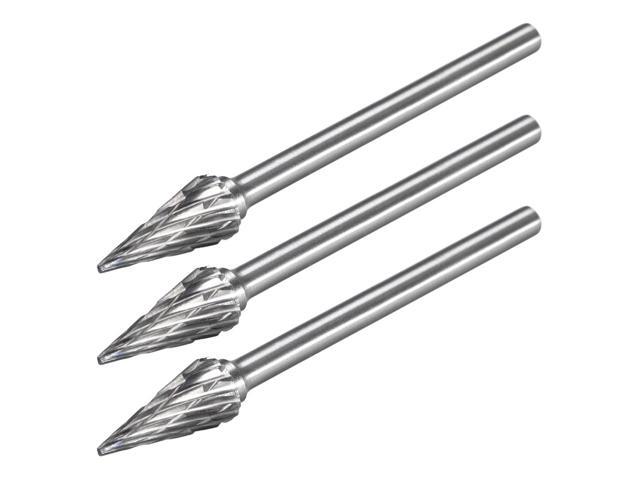 Tungsten Carbide Rotary Files 1/8' Shank Double Cut Cone Shape M Type Rotary Burrs Tool 6mm Dia for Die Grinder Drill Bit Wood Soft Metal Carving