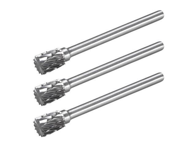 Tungsten Carbide Rotary Files 1/8' Shank Double Cut Top Toothed Cylinder Shape Rotary Burrs Tool 6mm Dia for Die Grinder Drill Bit Wood Soft