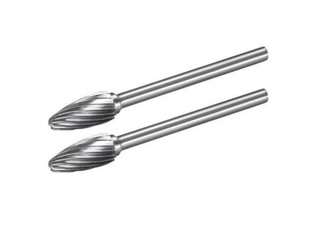 Tungsten Carbide Rotary Files 1/8'(3mm) Shank Single Cut Flame Shape F Type Rotary Burrs Tool 6mm Dia for Die Grinder Drill Bit Alloy Steel Hard
