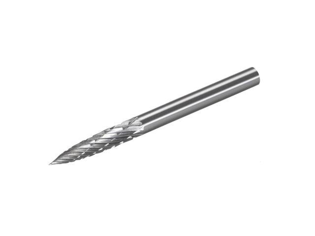 Tungsten Carbide Rotary Files 1/8' Shank Double Cut Tree Shape Rotary Burrs Tool 3mm Dia for Die Grinder Drill Bit Wood Soft Metal Carving