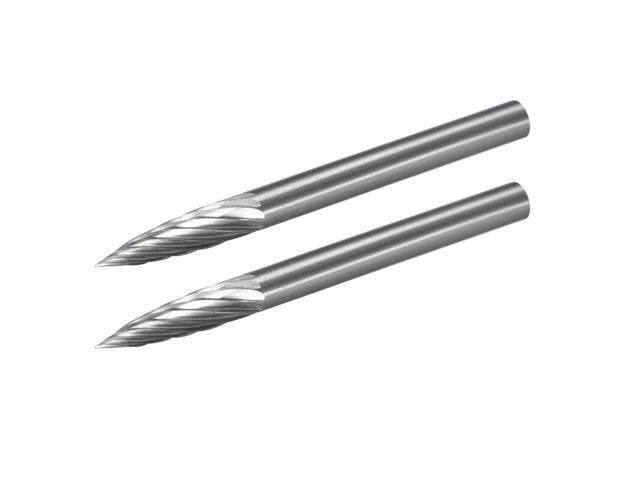 Tungsten Carbide Rotary Files 1/8' Shank Single Cut Tree Shape Rotary Burrs Tool 3mm Dia for Die Grinder Drill Bit Alloy Steel Hard Metal Carving