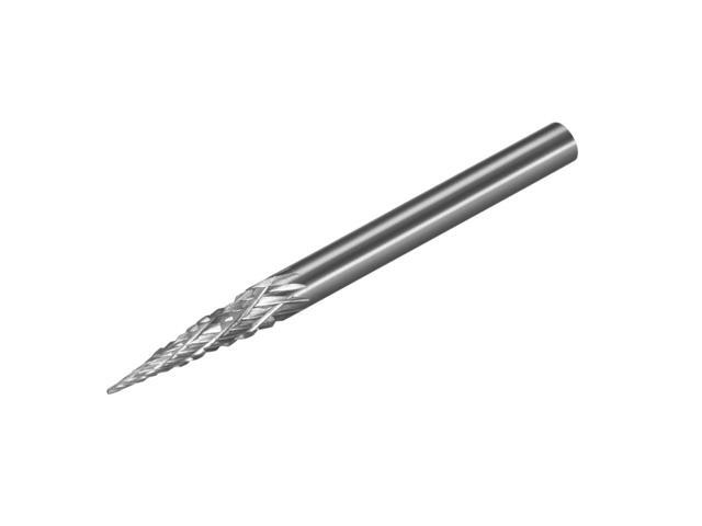 Tungsten Carbide Rotary Files 1/8' Shank Double Cut Cone Shape Rotary Burrs Tool 3mm Dia for Die Grinder Drill Bit Wood Soft Metal Carving